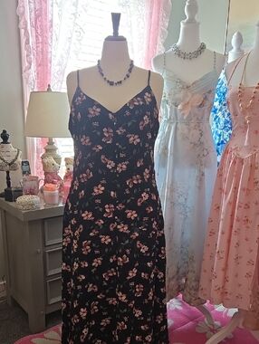 Zenobia Black Maxi Dress with Pink Floral Print